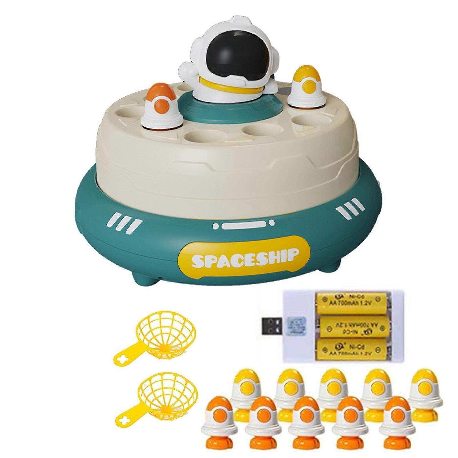 1 Set Rocket Launcher Board Game Rotating Spaceship Bouncing Rocket Catcher Toy Focus Training