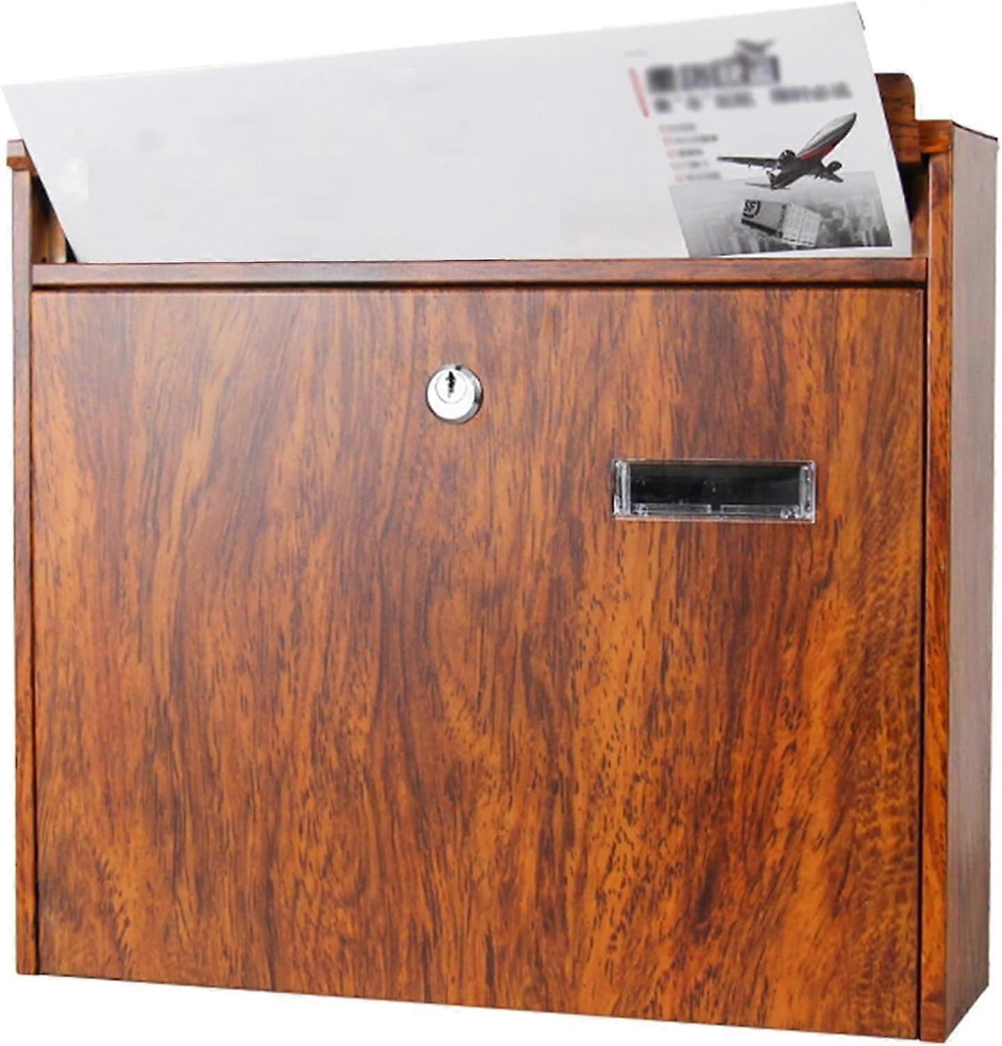 Japanese Style Wall Mounted Locking Mailbox with Front Door Access and Builtin Viewing Window