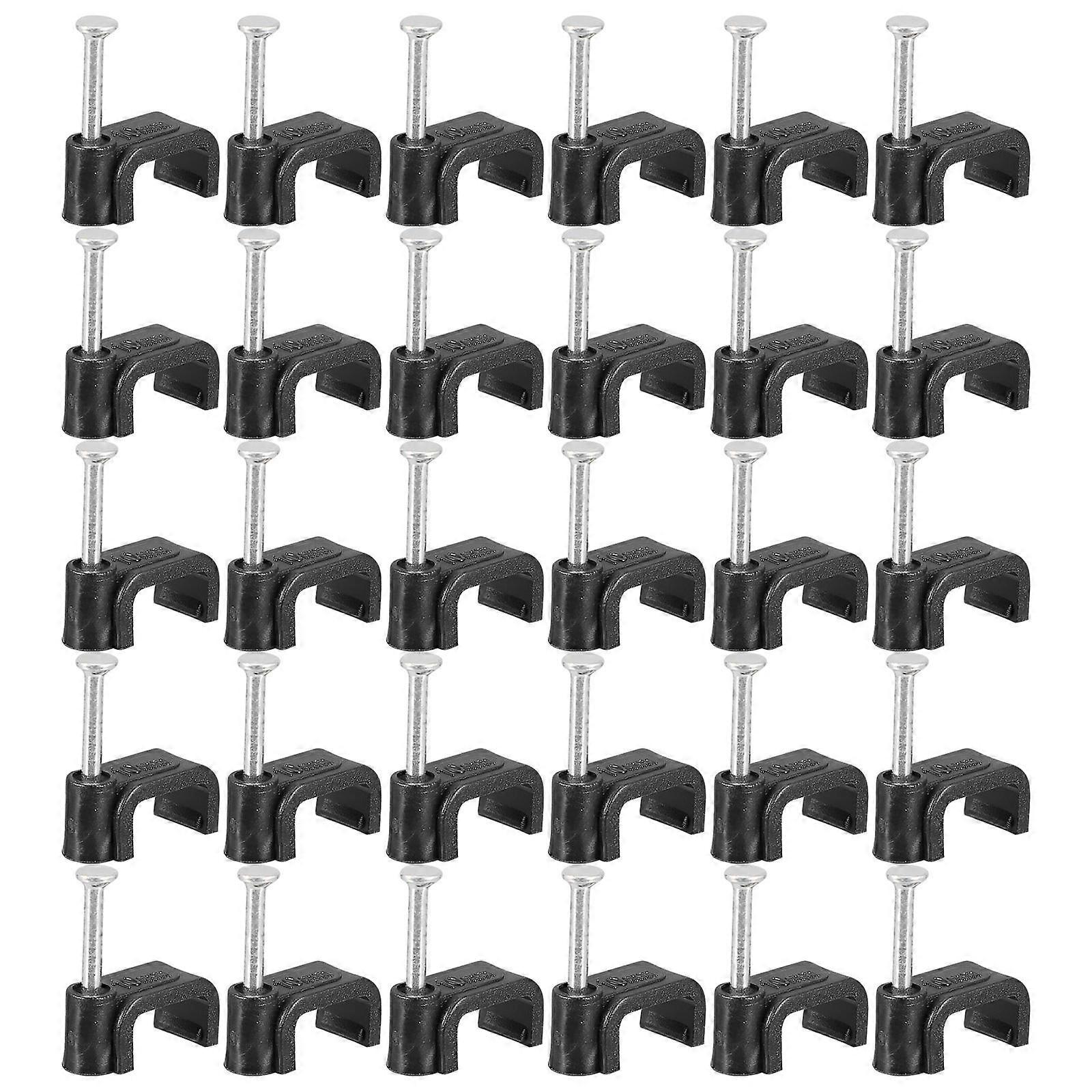 Support Clamps Half Clamps for Wire Fixing 100Pcs Black J Hooks with Nails