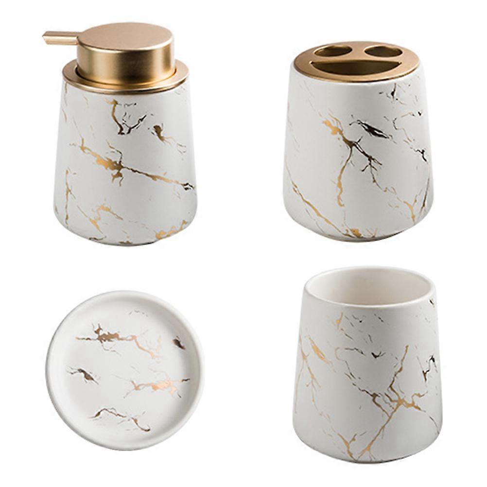 Ceramic Bathroom Washing Cup Set for Storage Use with Soap Tray 1Set