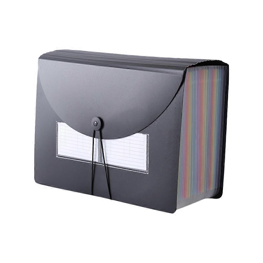 Document Bag Portable Accordion Folder for Storage Plastic Black