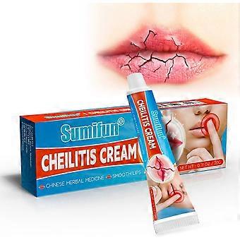 This lip balm soothes dry, chapped, peeling, and bleeding lips.-M