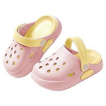Sandales d'été pour filles et garçons, mignonnes, unies, à bout fermé, semelle rigide, idéales pour l'eau et les jeux d'eau. Rose, 4-6 ans.