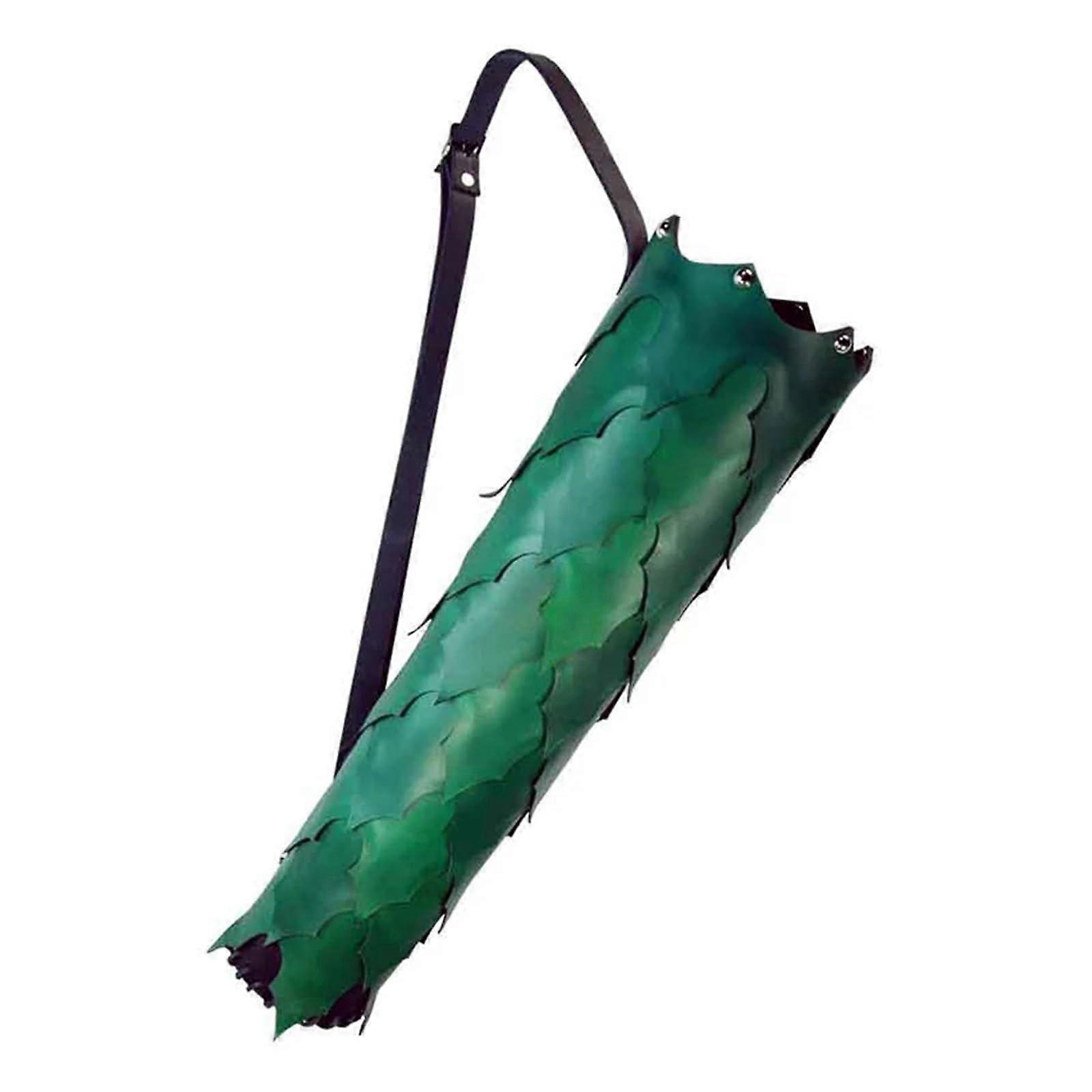 Leather Back Quiver for Arrows with Adjustable Shoulder Strap, Quick Access for Outdoor Target Practice