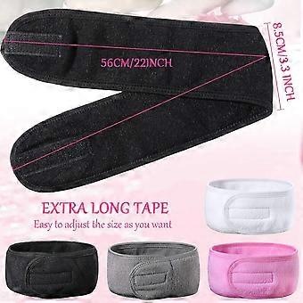 24er-Pack Gesichtsreinigungs-Stirnbänder – Verstellbare Stirnbänder mit Klebeband, Frottee-Stretchmaterial, ideal zum Abschminken, Duschen, für Yoga und Spa, Grau, Weiß
