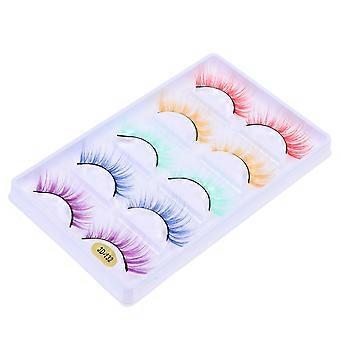 3D False Eyelashes Fiber Eyelashes for Decor 5Pairs Colorful Makeup Lashes