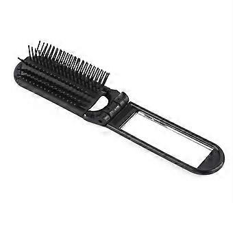 Portable Travel Folding Hair Brush With Mirror Compact Pocket Size Comb Heat-Resistant Folding Comb Portable Dual-Use