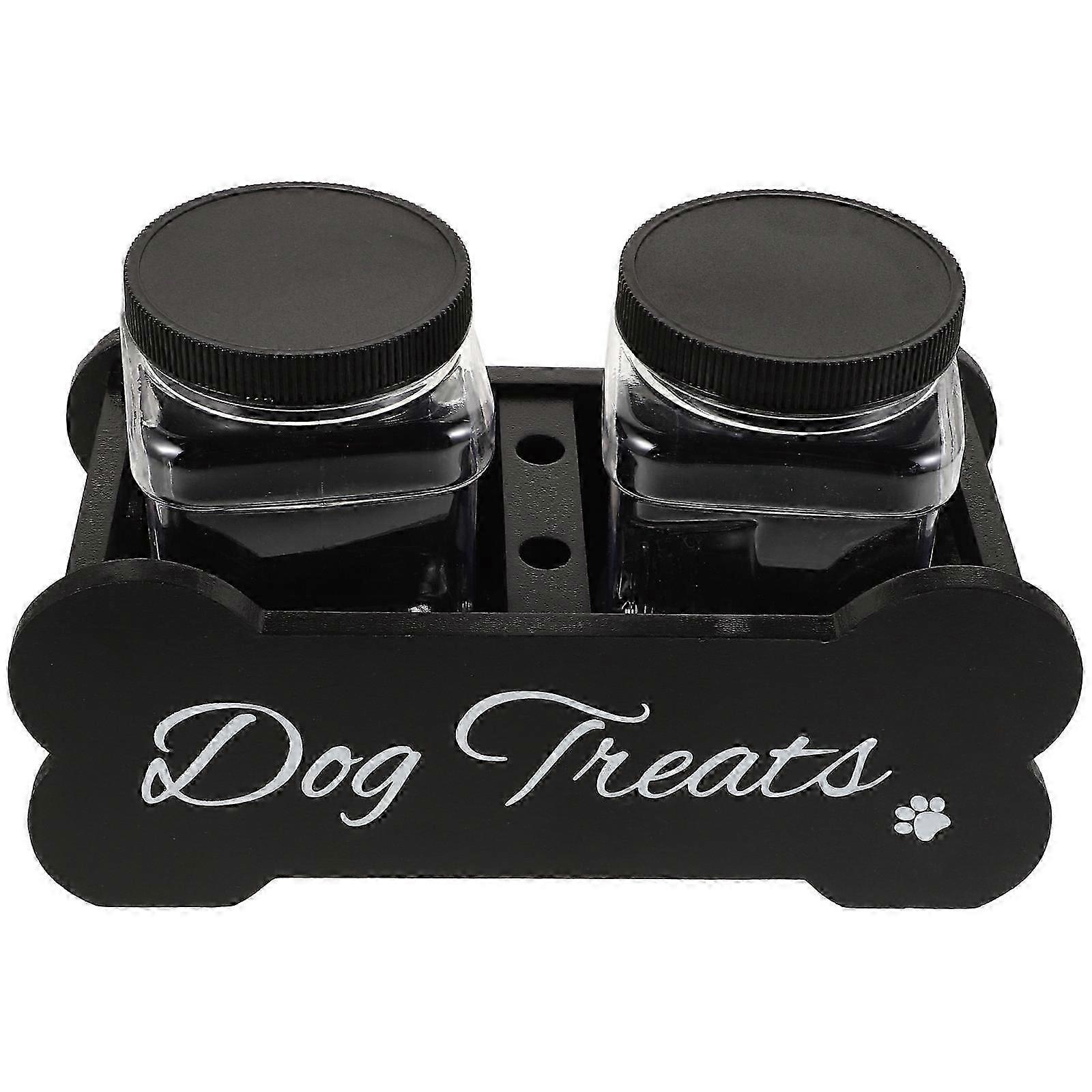 Countertop Dog Snack Box Solid Wood Material Storage Function Pet Store Usage 1Set
