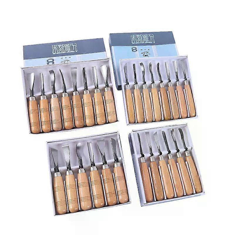 8pcs and 6pcs Woodpecker Dry Hand Wood Carving Tools, Professional Woodworking Graver Chisel Kit Gouges Tools