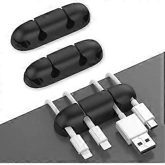 3 Packs de supports de cordon pour bureau, porte-cordon adhésif solide (noir)