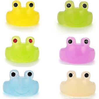 4Pcs Froschringe für Frauen, Smiley Gesicht Böser Blick Ring Y2k Acrylharz Bunte Tier Finger Ring für Teenager Mädchen Niedlich Chunky Kunststoff Vintage Trendy F