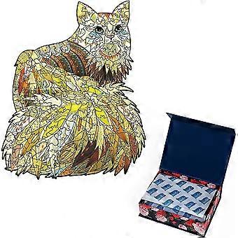 Wooden Cat Jigsaw Puzzles,105pcs Wooden Cat Puzzles Difficult Unique Shape Animal Puzzle Gift for Puzzle Collection Brain Teaser Family Game 6.38.3 in