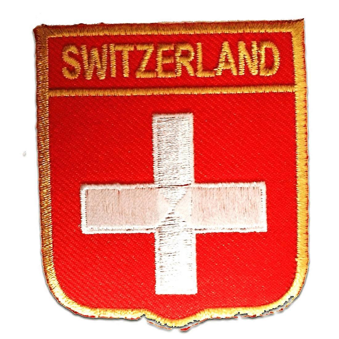 Patch / iron-on patch - Switzerland flag flag - red - 6.3 x 7.3 cm - patch patch