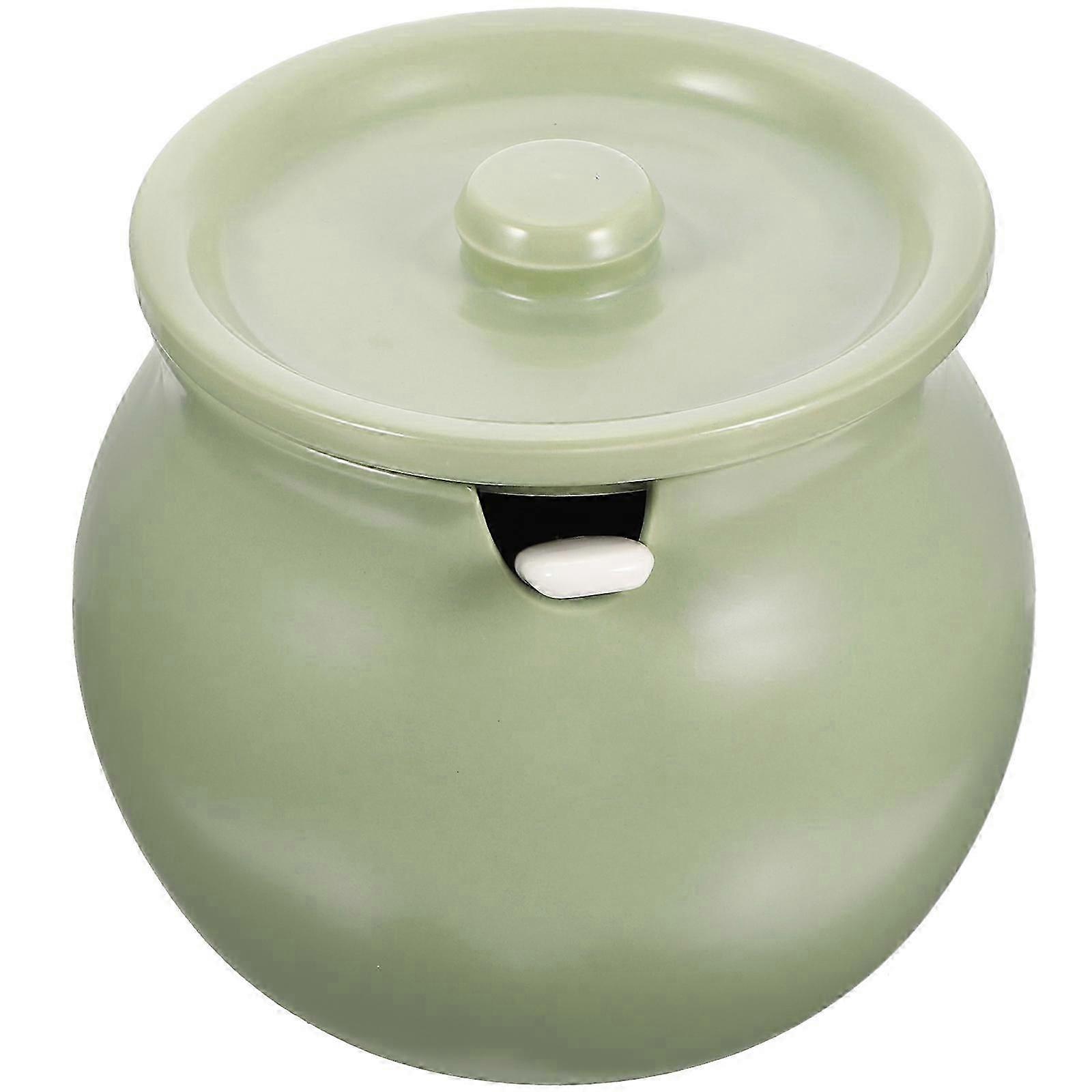 Kitchen Green Ceramic Jar for Lard Storage Practical Use 1Set