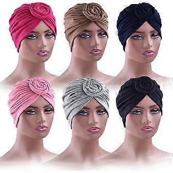 6 stk Kvinner Turban Lue Head Wraps for kvinner Twist Knot Pre-bundet panser turban for kvinner