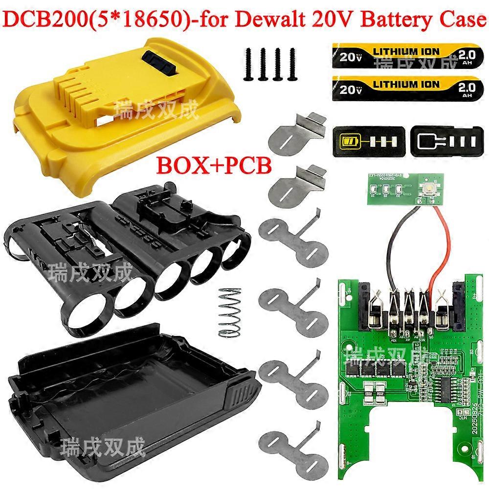 20V MAX Battery Case DCB200 Replacement Shell with Charge Protection PCB for DeWalt(BOX with PCB)
