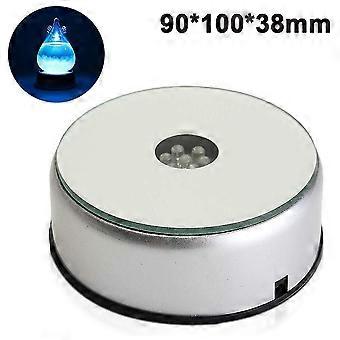 7 Color LED Rotating Display Stand for Crystals & Glass Art - USB/Battery Powered, 9cm Mirror, Perfect for Jewelry Showcase