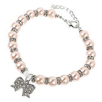 Dog Pearls Necklace Alloy Bowknot for Pet Use 2Pcs Accessory