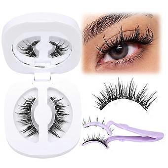 Cils magnétiques avec applicateur Cils magnétiques sans eyeliner 1 paire de look naturel noir