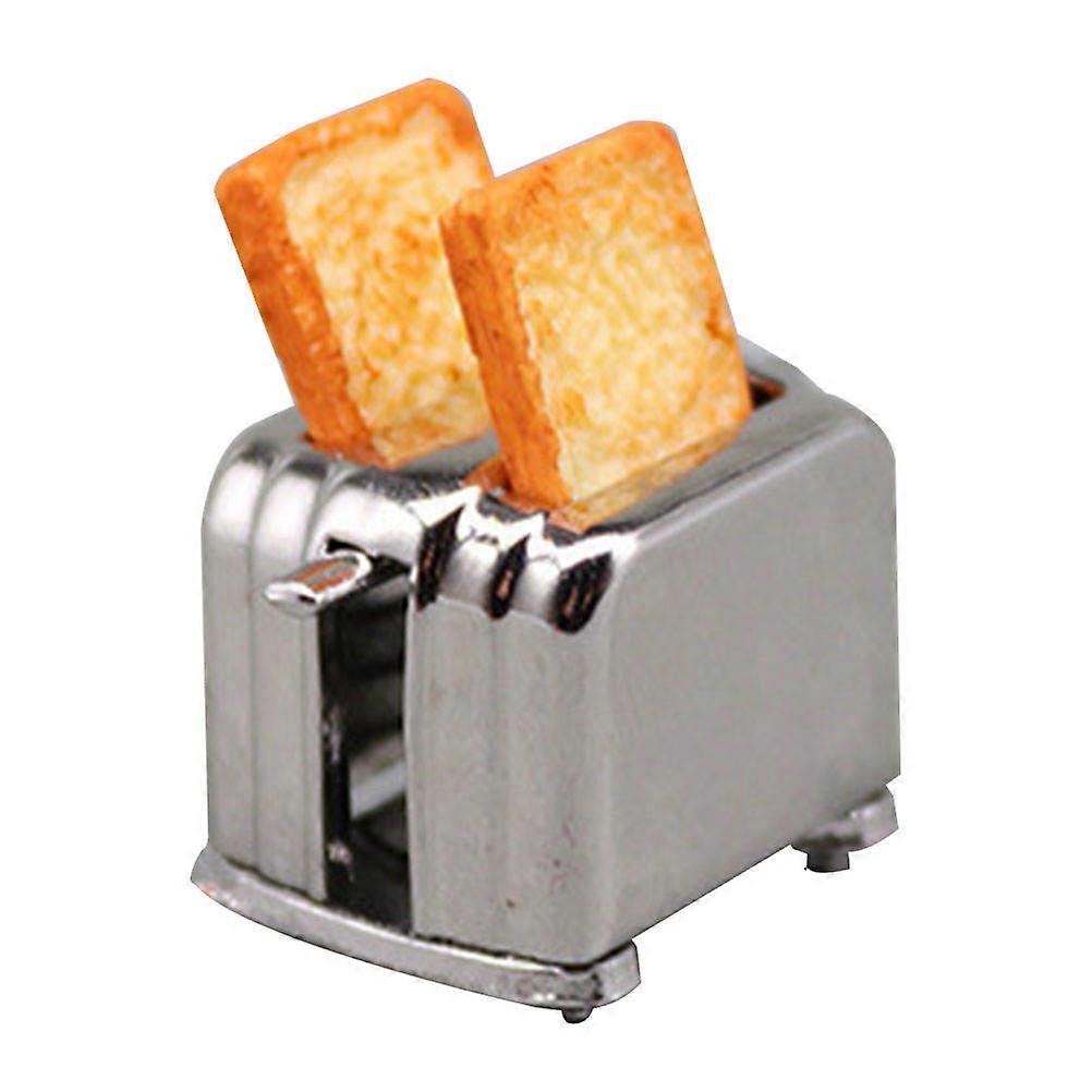 Mini Bread Machine Model Miniature Alloy Toaster Mini House Accessory Decor