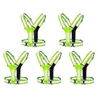 5x LED reflecterend hardloopvest, verstelbaar elastisch hardloopvest met LED-verlichting, perfect geschikt voor hardlopen en wandelen.