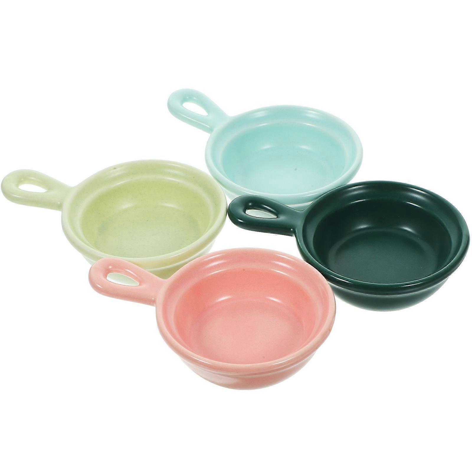 Assorted Color Creative Ceramic Plates for Sauce Serving 4Pcs Set