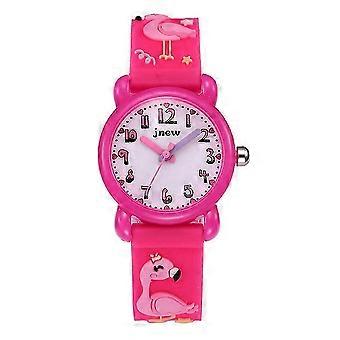 1 orologio per bambini con motivo fenicottero 3D a cartoni animati, impermeabile, per bambini (rosa) 26-27