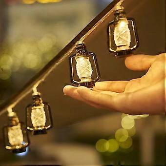 LED Camping String Lights with Black Kerosene Bottle Design, Warm White for Tent and Canopy Decoration