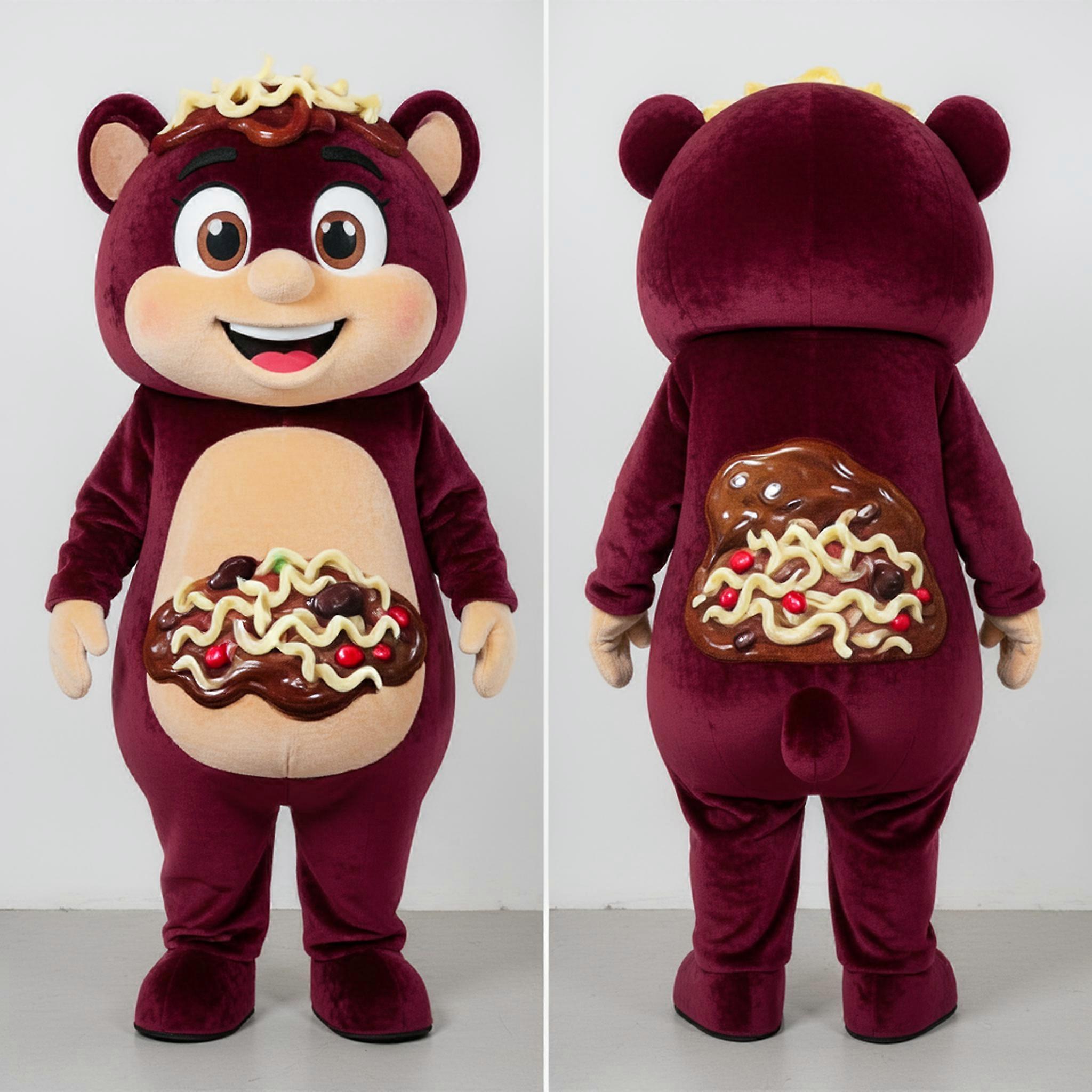 MASTICOT Maroon Velvety Beef Stroganoff Mascot