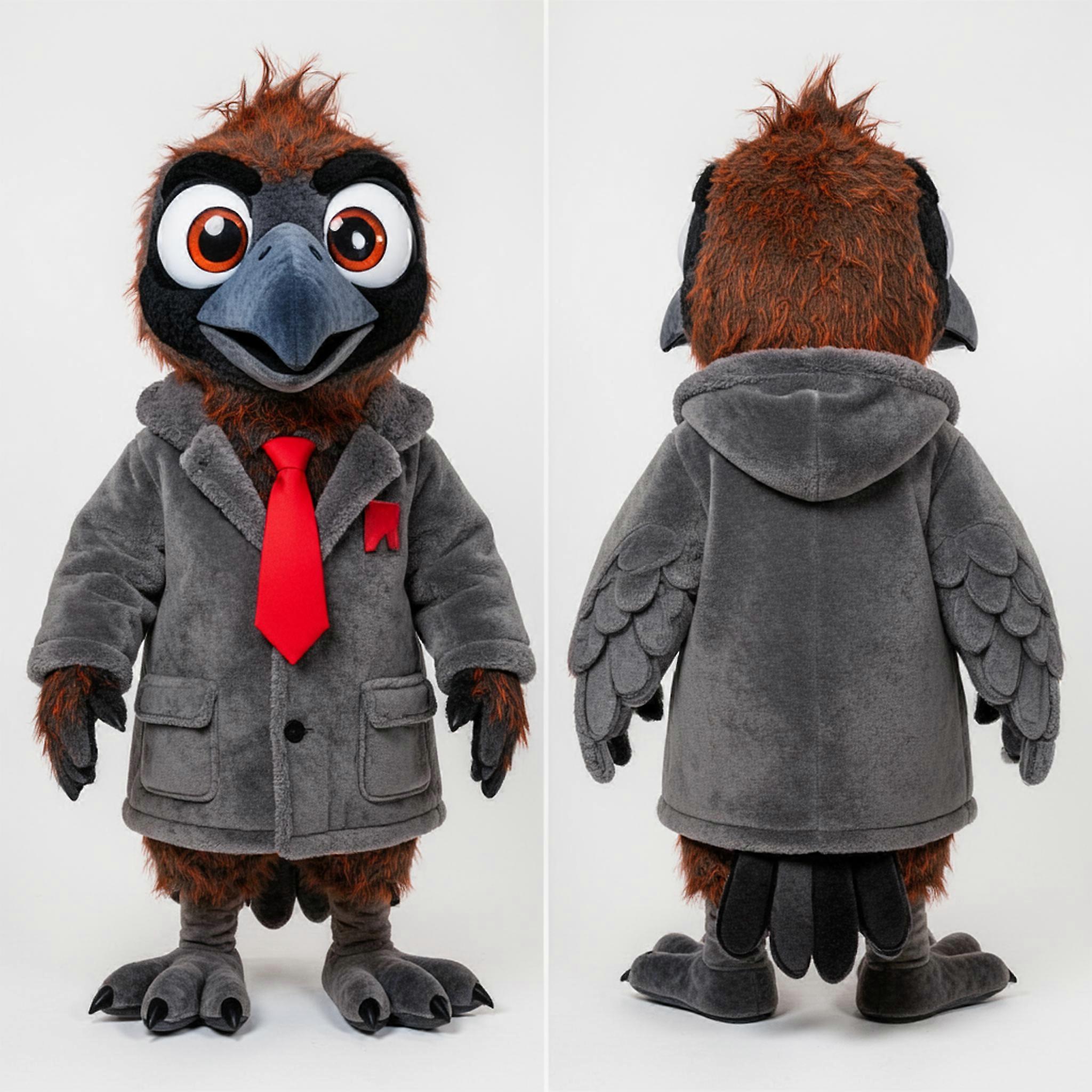 MASTICOT Rust Orange Expressive Crow Mascot