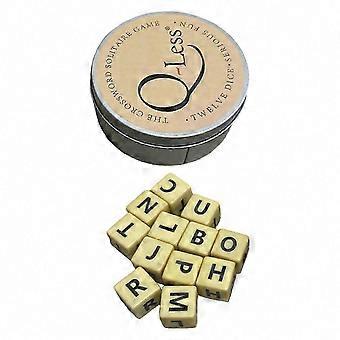 12 kostek do gry w pasjansa Q-Less Crossword Solitaire w puszce podróżnej – układanka do układania słów, świetna zabawa na kempingu, w domu i w podróży
