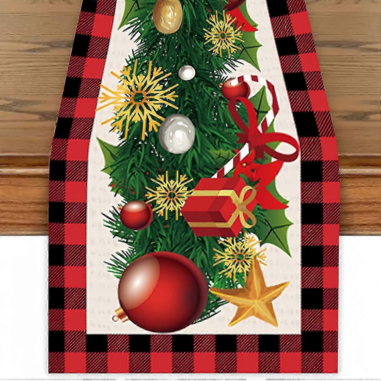 Machine Washable Red Black Christmas Runner