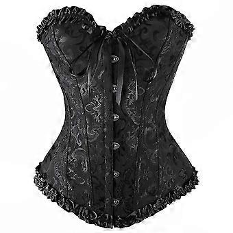 Comfortable Waist Cincher Corset Bustier for Women, Full-Bust Gothic Style, Plus Size XL Black