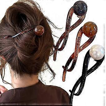 Compatible avec l'ensemble de 3 pinces à cheveux françaises élégantes à perles, accessoires de coiffure pour chignon banane.