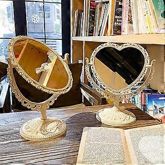 Cosmetic Heart-Shaped Mirror Functional Durable Desk Type Vintage European Style Makeup Mirror For Makeup Pocket Compact Mirrors