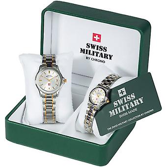 Zwitsers militair horloge voor Unisex analoge Quartz met roestvrijstalen armband 18100/200bi-2m