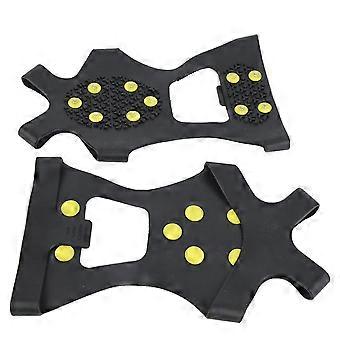 One Pair Outdoor 10-stud Anti slip Ice Snow Spike Grips Gripper Camping Shoes Covers (M)