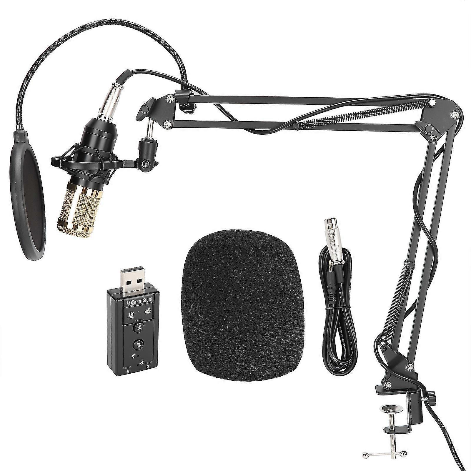 Condenser Microphone Bundle Studio Mic Kit with Pops Filter Boom Arm for PC Podcast