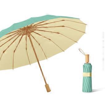Windproof Travel Umbrella 16 Ribs Strong Compact Folding Design Macaron Color for Men and Women