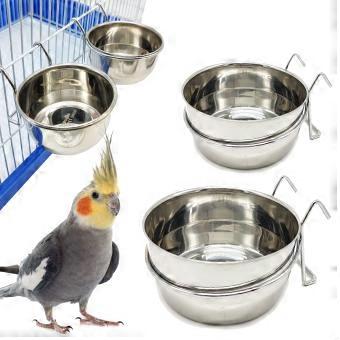2 x voederbak voor vogelkooi, roestvrij staal, eenvoudig te reinigen
