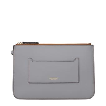Burberry Gray Leather Clutch Bag