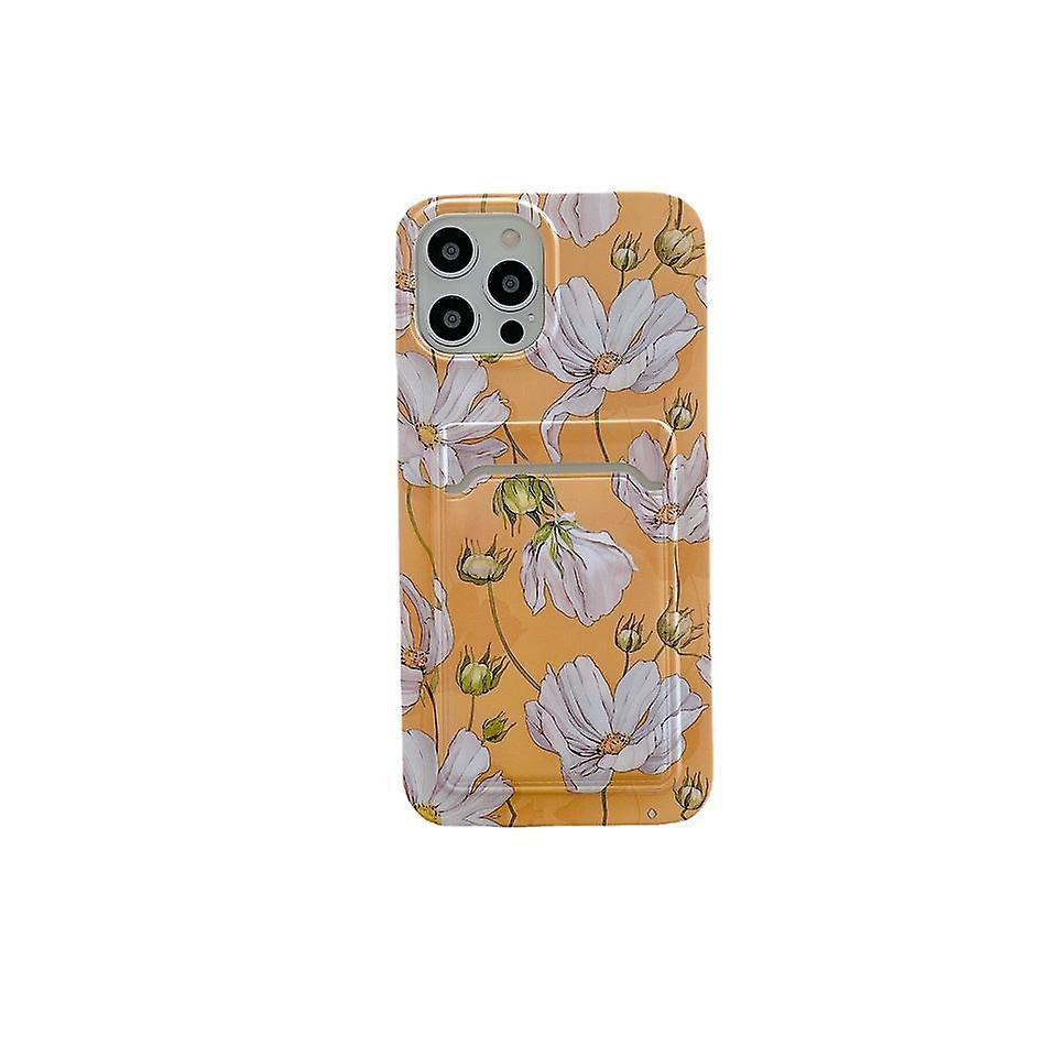 iPhone 13, Pro &Max wallet card holder yellow white flowers thousand star