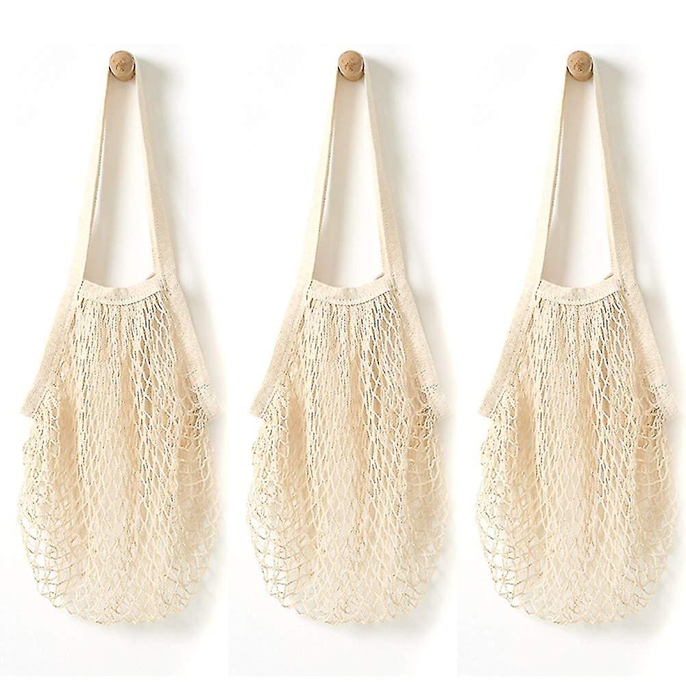 3 Pack Lebensmittel Netztaschen Tragbar / wiederverwendbar / waschbar Bio-Baumwolle String Einkaufstaschen produzieren Net Tote Bags
