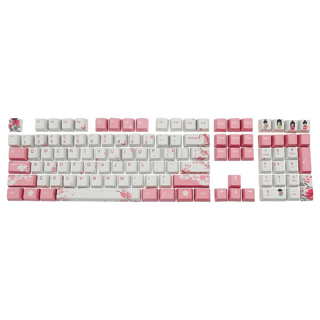 OEM PBT Keycaps for 108 Keys Mechanical Keyboard Keycap Dye Sub Cherry Blossom