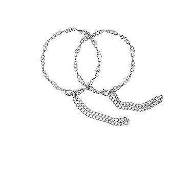 2 Pair Rhinestone Chain Lady High Heeled Shoe Shoelaces with Buckle Detachable High Heels Anti Slip Shoe Straps