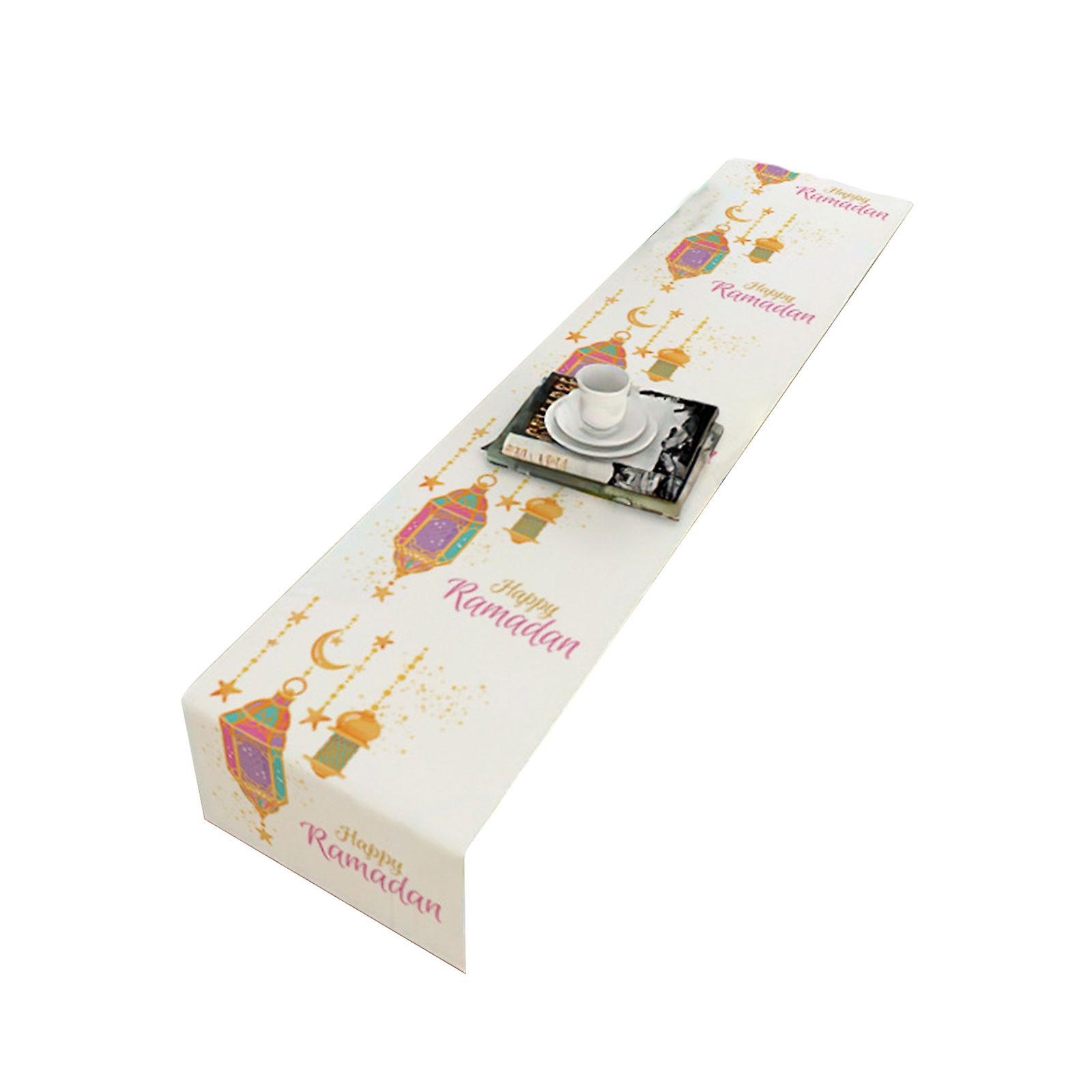 Eid Mubarak Table Runner Muslim Ramadan Kareem Moon Star Rectangle Tablecloth