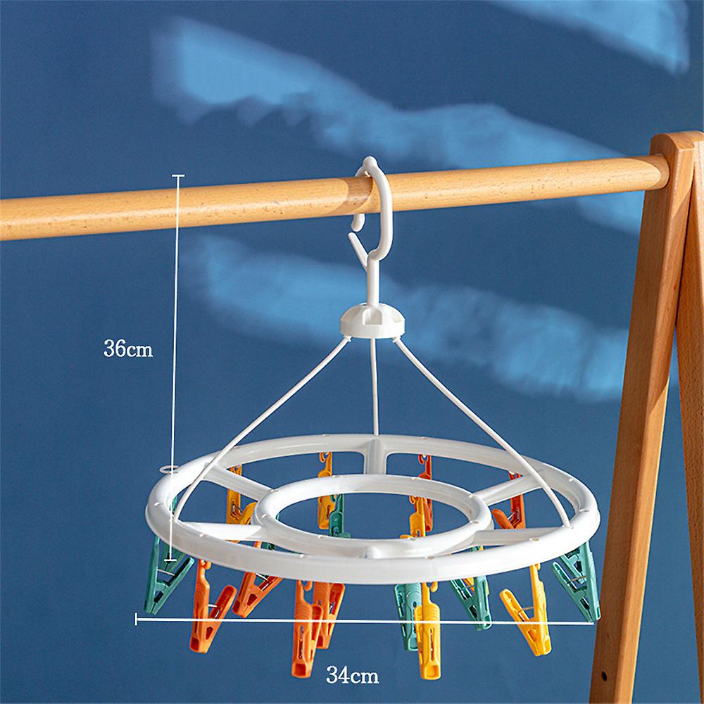 Clothes Rack With Multiple Clips With Drying Clips Round Support Multi-directional Drying Of Clothes