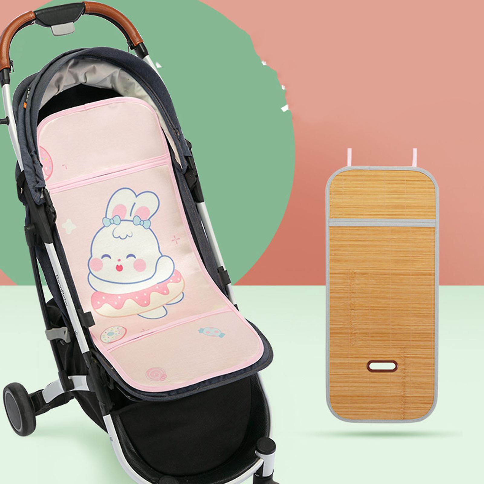 Stroller Cooler Pad Cute Pattern Stroller Cooling Bamboo Mat Breathable Universal Seat Pad Rabbit 