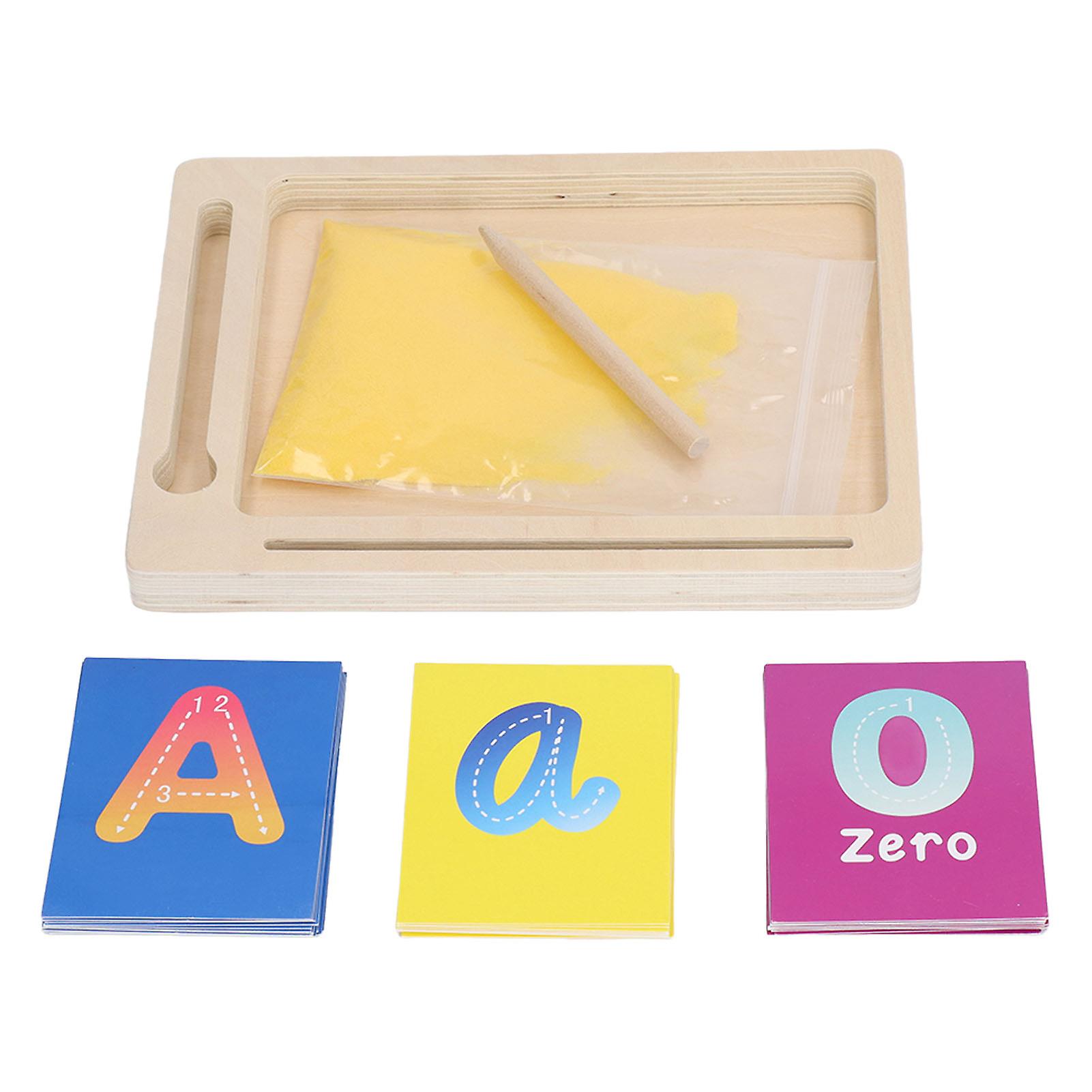 لوح رسم رملي خشبي للأطفال مع 36 بطاقة وقلم مزدوج الجوانب - لعبة تعليمية