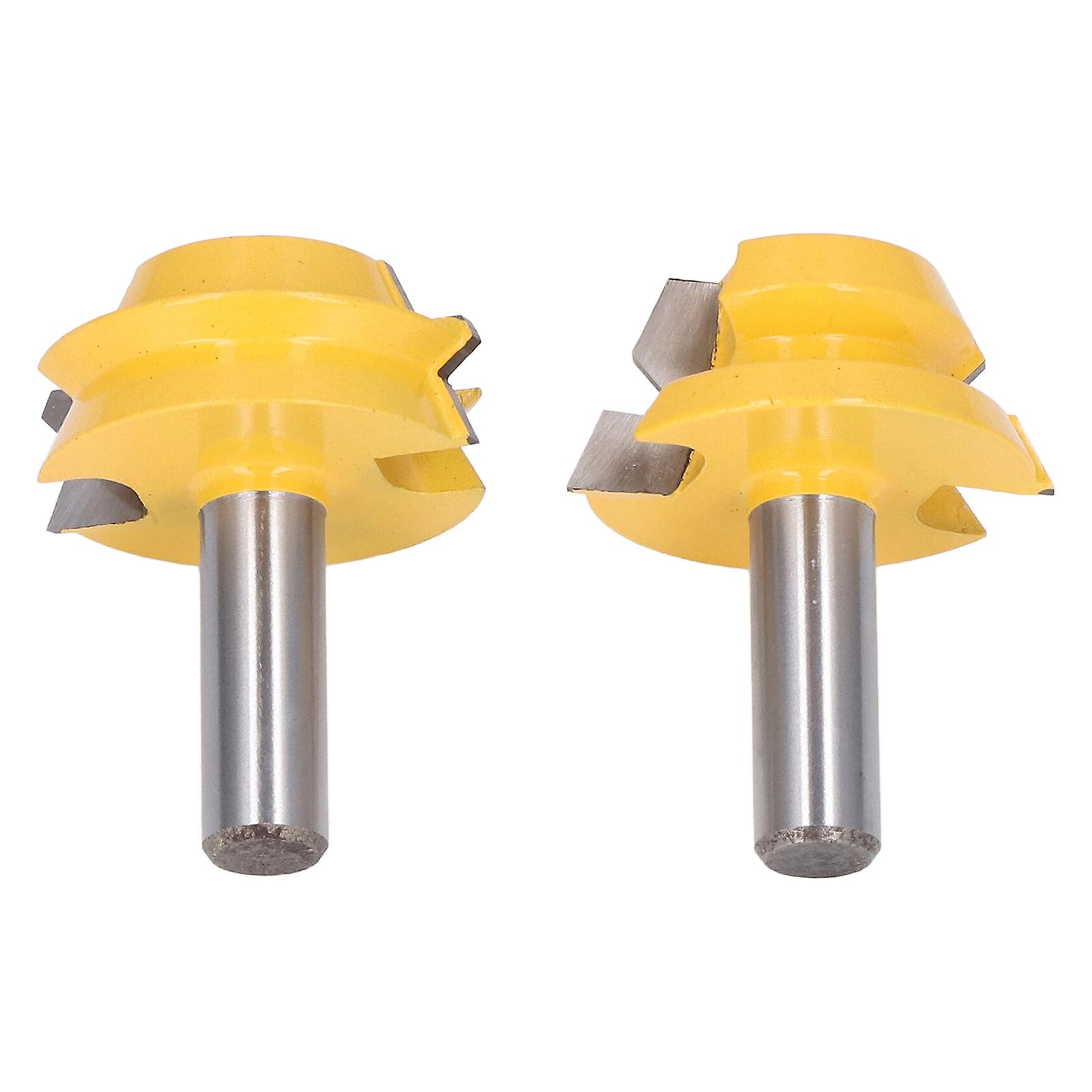 2Pcs Octahedral Tenon Router Bit 45# Steel Tungsten Carbide Barrel Milling Cutter for Woodworking